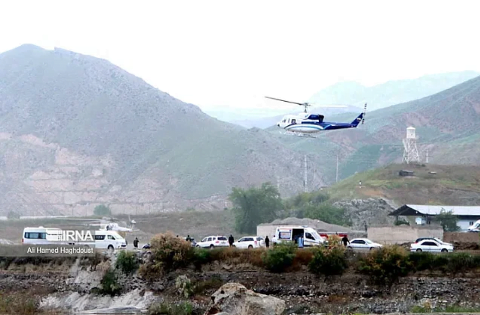 Sure! Here's the translation: "The helicopter carrying Iran's President Raisi has crashed. On May 19, in the East Azerbaijan province of the country. Photo: Iranian news agency IRNA